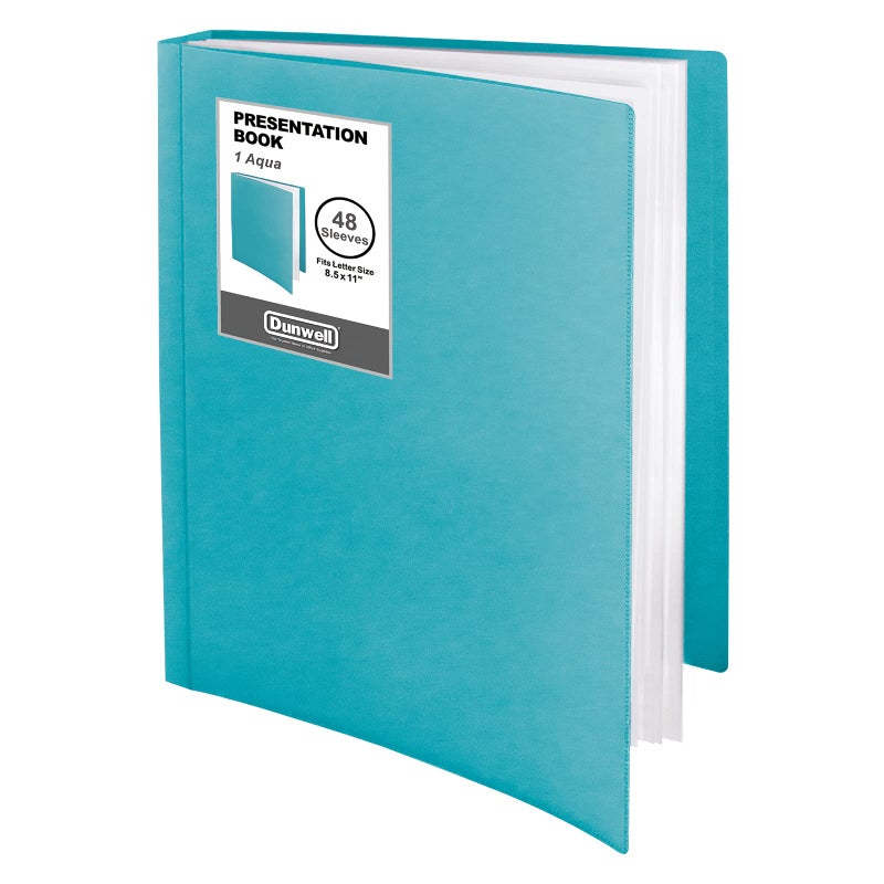 Dunwell Presentation Binder 48-Pocket, Displays 96 Pages, 8.5x11 Portfolio Binder with Plastic Sleeves, Storage and Organizer for Documents, Photos, Kids Artwork, Projects, Recipes (Aqua) - Image 1